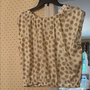 LOFT Cream and Tan Polka Dot Blouse